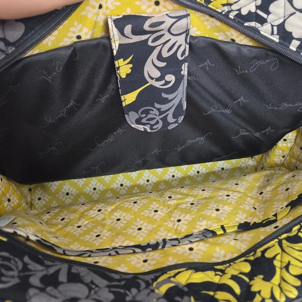 Vera Bradley Provencal Quilted Cotton Laptop Messenger Bag Yellow Grey Floral
